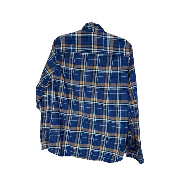 Weatherproof Vintage Flannel Shirt Blue & Gold Plaid Size M - Picture 2 of 6